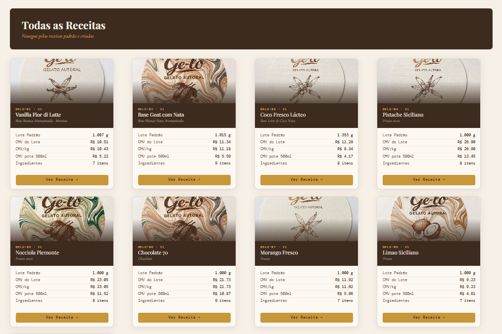 Criação e gestão de receitas em ambiente único